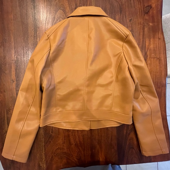 Faux Leather Camel Moto Jacket - Picture 8 of 12